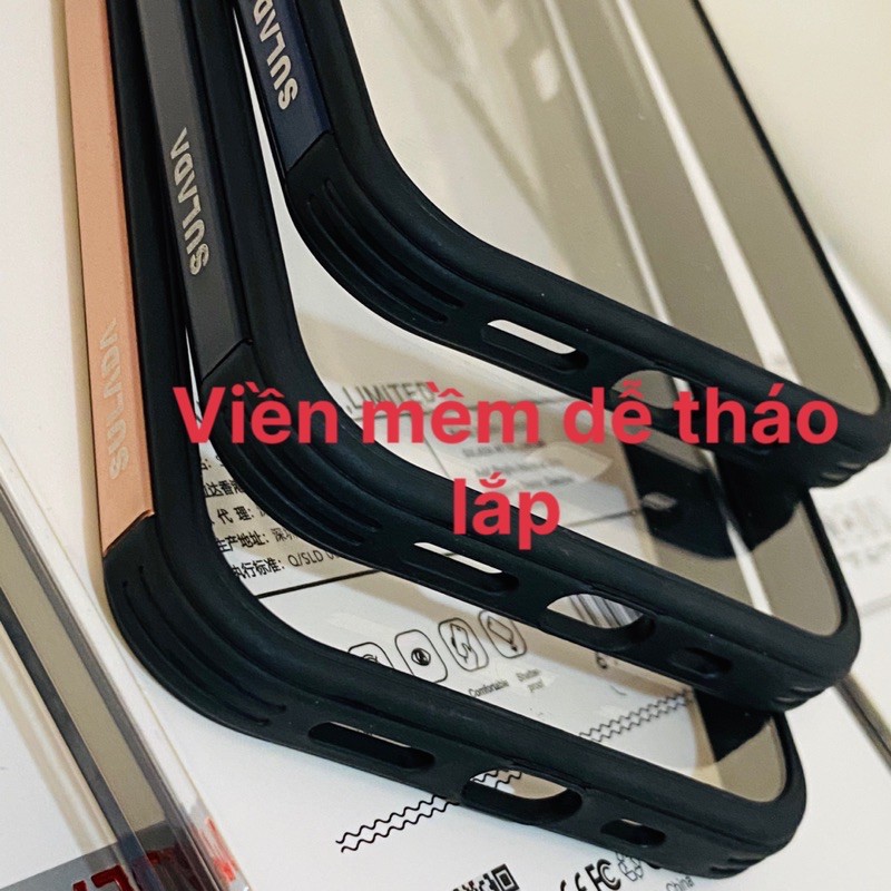 ốp lưng viền nhôm 12/12pro /12promax/13pro/13promax SULADA cao cấp lưng trong suốt viền nhôm