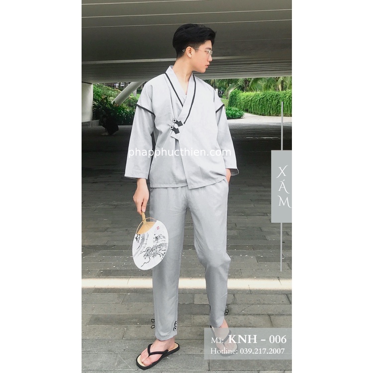 Đồ Lam Đi Chùa Nam Phong Cách, Nhật Nam 2 Nút, Màu "Xám Khói"