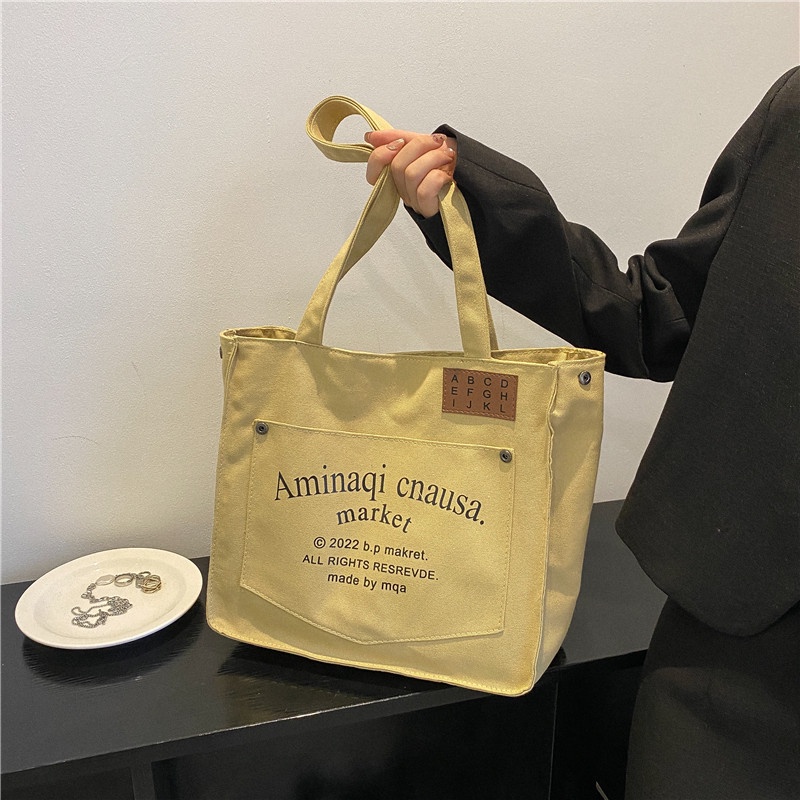 Túi Xách Canvas Cỡ Lớn Thiết Kế Đơn Giản Thời Trang