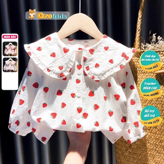 Áo sơ mi bé gái LOBY in họa tiết quả dâu tây dễ thương A0202021 ( 8 tháng - 5 tuổi )