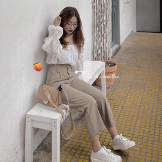 Quần tây dáng suông khoá