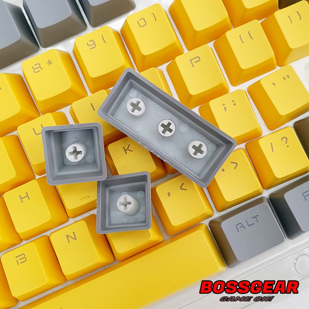 Bộ Keycap PBT Xám Vàng 104 Phím Double Shot Xuyên LED ( OEM Profile, Ansi layout )