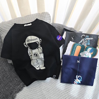 Boys' short sleeve T-shirt summer middle school kids' loose half sleeve T-Baby round neck top 4-color astronaut pattern