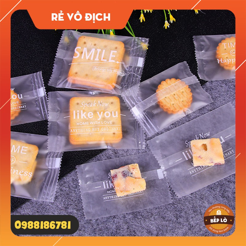 Túi đựng bánh quy chữ Happiness SIÊU ĐẸP SANG TRỌNG - set 100 túi