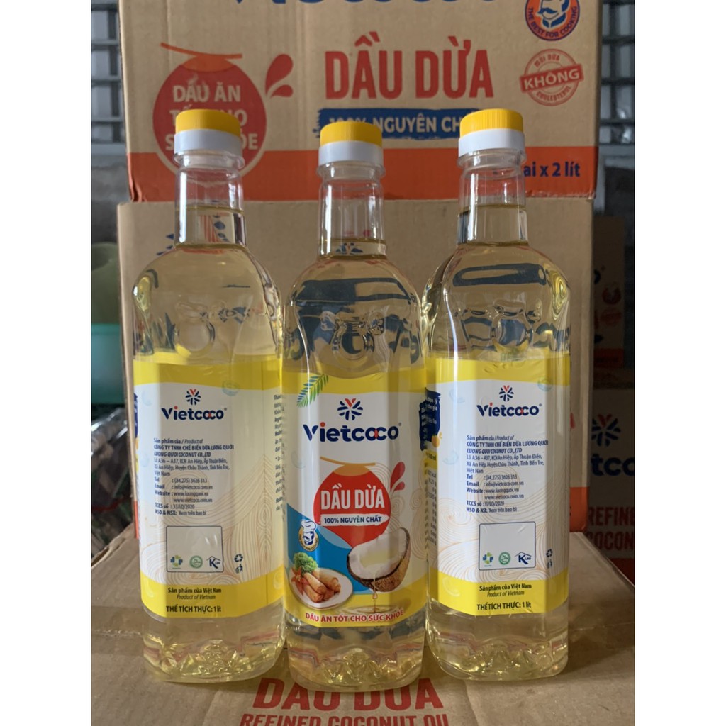 Chai 1 lít - Dầu Dừa Chiên Xào ( Cooking oil )  Vietcoco