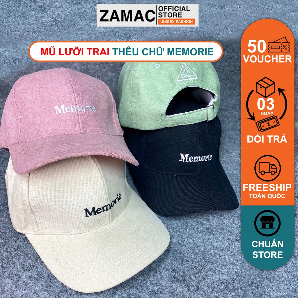 Mũ lưỡi trai, nón kết nhung ZAMAC thêu chữ Memorie Ulzzang unisex cho nam nữ ZN1