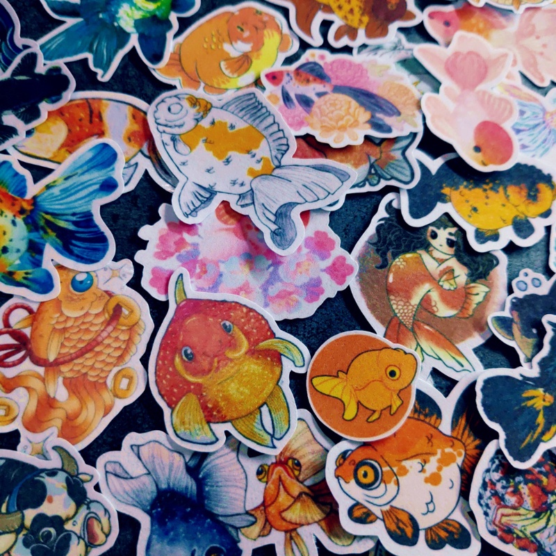 Set 30 hình dán sticker Cá Vàng dễ thương