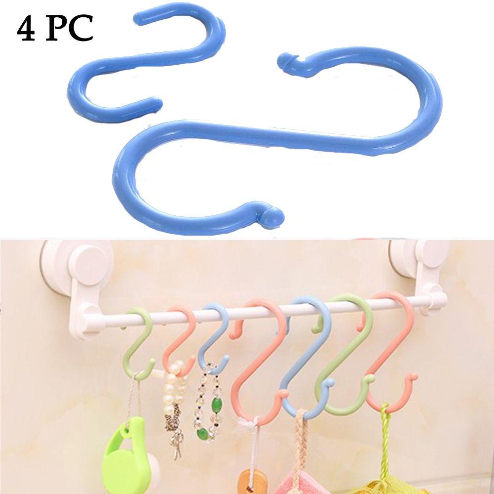 PISTA Set 4 Móc Treo Đồ Hình Chữ S Đa Năng Bằng ABS