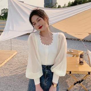 Áo kiểu vải voan dài tay chống nắng phong cách thời trang kiểu Pháp