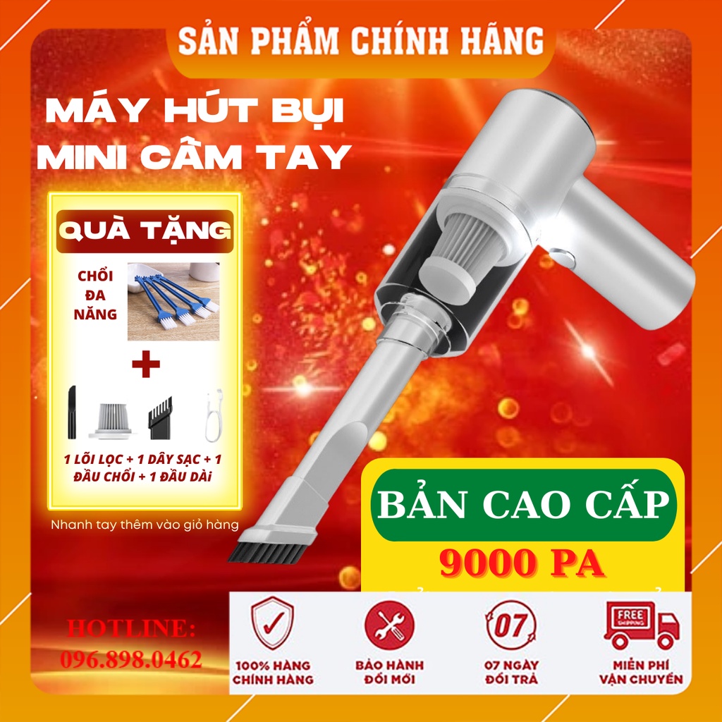 Máy Hút Bụi Cầm Tay Mini Thông Minh 3 In 1 Cao Cấp Thế Hệ Mới, Máy Hút Bụi Mini Giường Nệm Không Dây Lực Hút Cực Mạnh