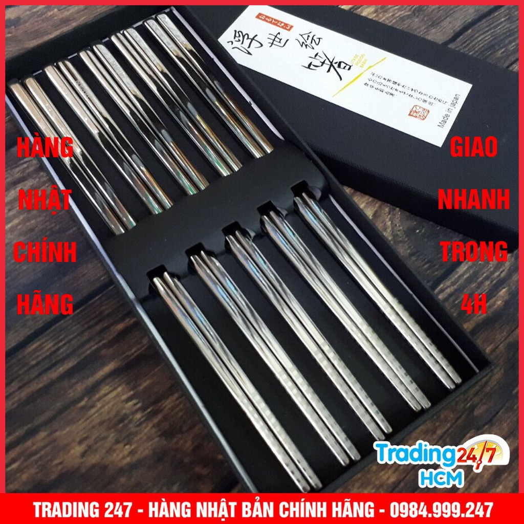 [Giao hàng HCM - 4h ] Bộ 5 Đôi Đũa Inox Đặc Ruột Chính Hãng Seki NỘI ĐỊA NHẬT BẢN