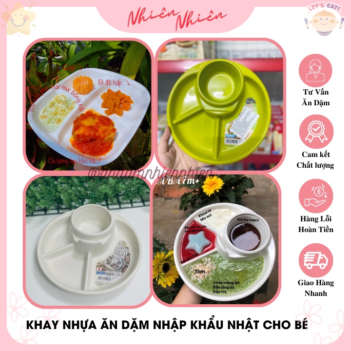 Khay nhựa 3 ngăn cho bé ăn dặm - Hàng nội địa nhật