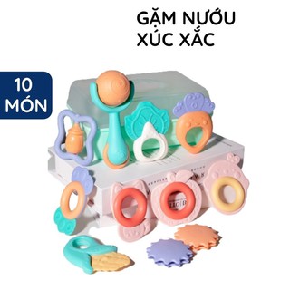 Đồ chơi gặm nướu cho bé xúc xắc 10 món Baby Rattle đồ chơi trẻ em cắn răng nhai mềm nhựa ABS cao cấp