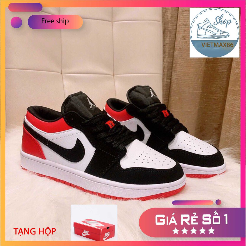 Giày sneaker jd 1 màu đỏ đen Thấp cổ nam nữ full box bill, giày giá rẻ, vietmax86