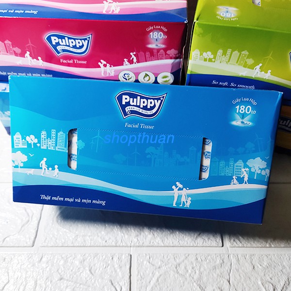 Khăn giấy Pulppy rút 2 lớp hộp 180 tờ