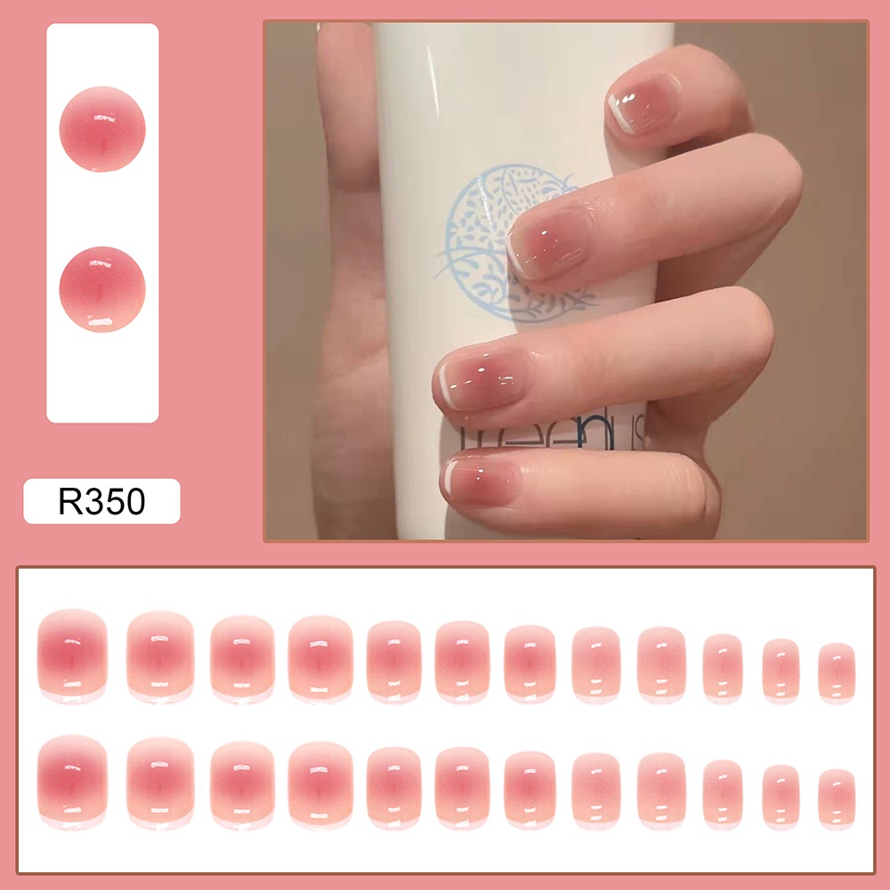 YADORNOS Set 24 móng tay giả YADORNOS dáng ngắn màu hồng thời trang cho nữ