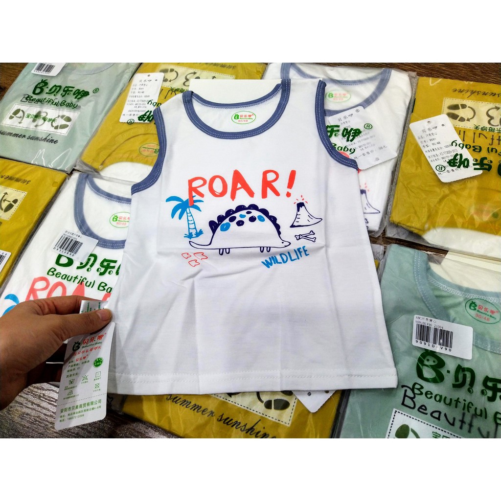 [Hàng QC] Áo ba lỗ 100% cotton bé 6-17Kg