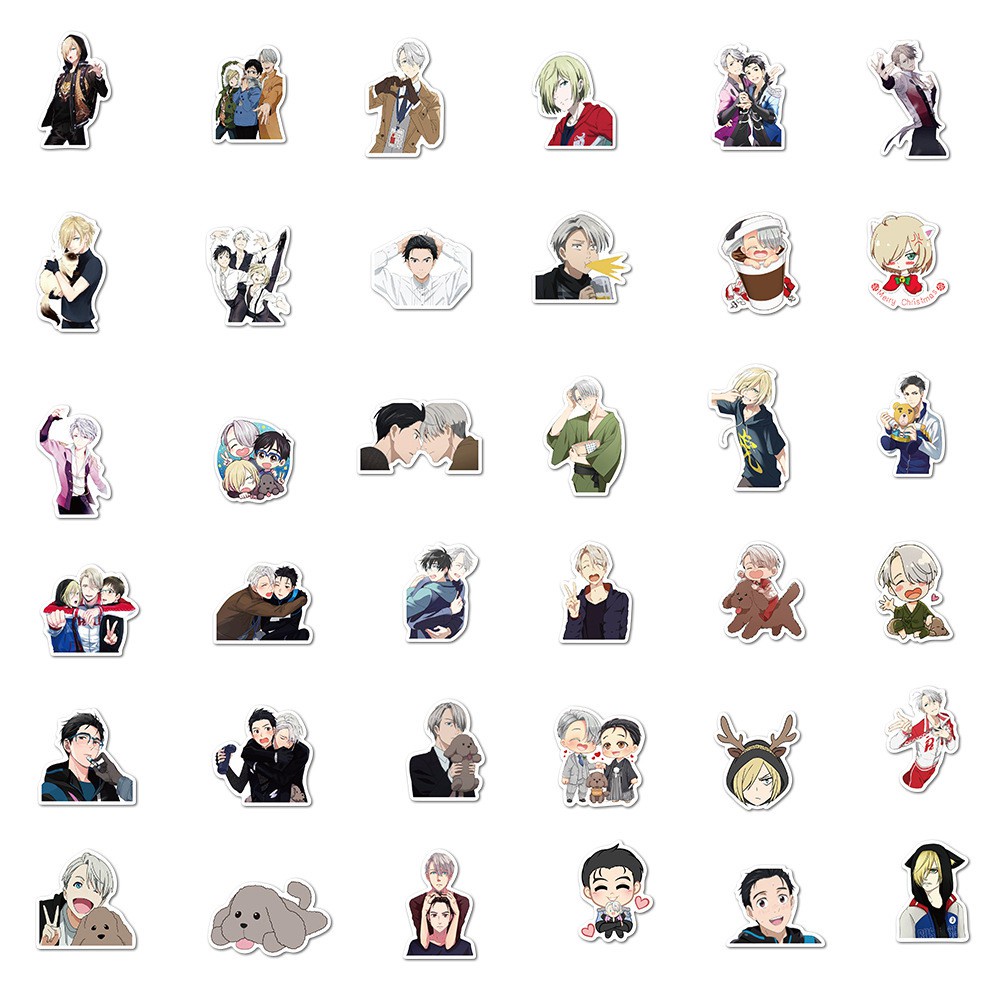 Set 50 / 25 / 10 miếng dán anime yuri on ice dùng để trang trí