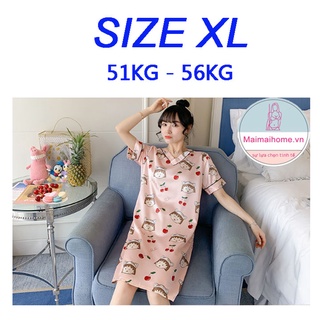ĐẦM / VÁY NGỦ CHERRY LỤA SATIN [MAIMAIHOME]