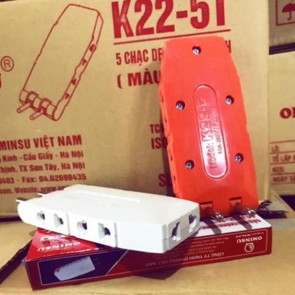 Phích cắm chia 3 chia 5 chạc dẹt Ominsu K22 thông minh