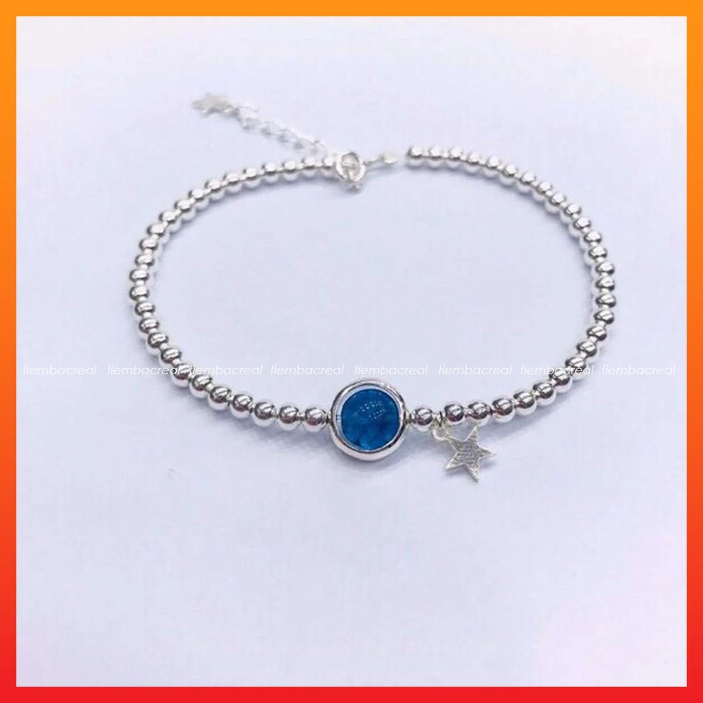 Lắc tay bi đá xanh HĐ chất liệu bạc ta cao cấp, lắc tay bi tùy chỉnh kích cỡ | BigBuy360 - bigbuy360.vn