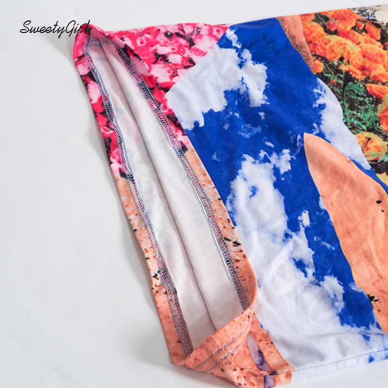 Đầm Mini Không Tay Hở Vai Ôm Eo In Họa Tiết Nhiều Màu Sắc Thời Trang 2022 Cho Nữ