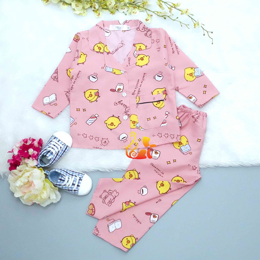 Đồ Bộ Mặc Nhà &quot;Vịt - Coffee&quot; Pijama Kate Thái Quần Dài - Cho Bé 8-38kg.