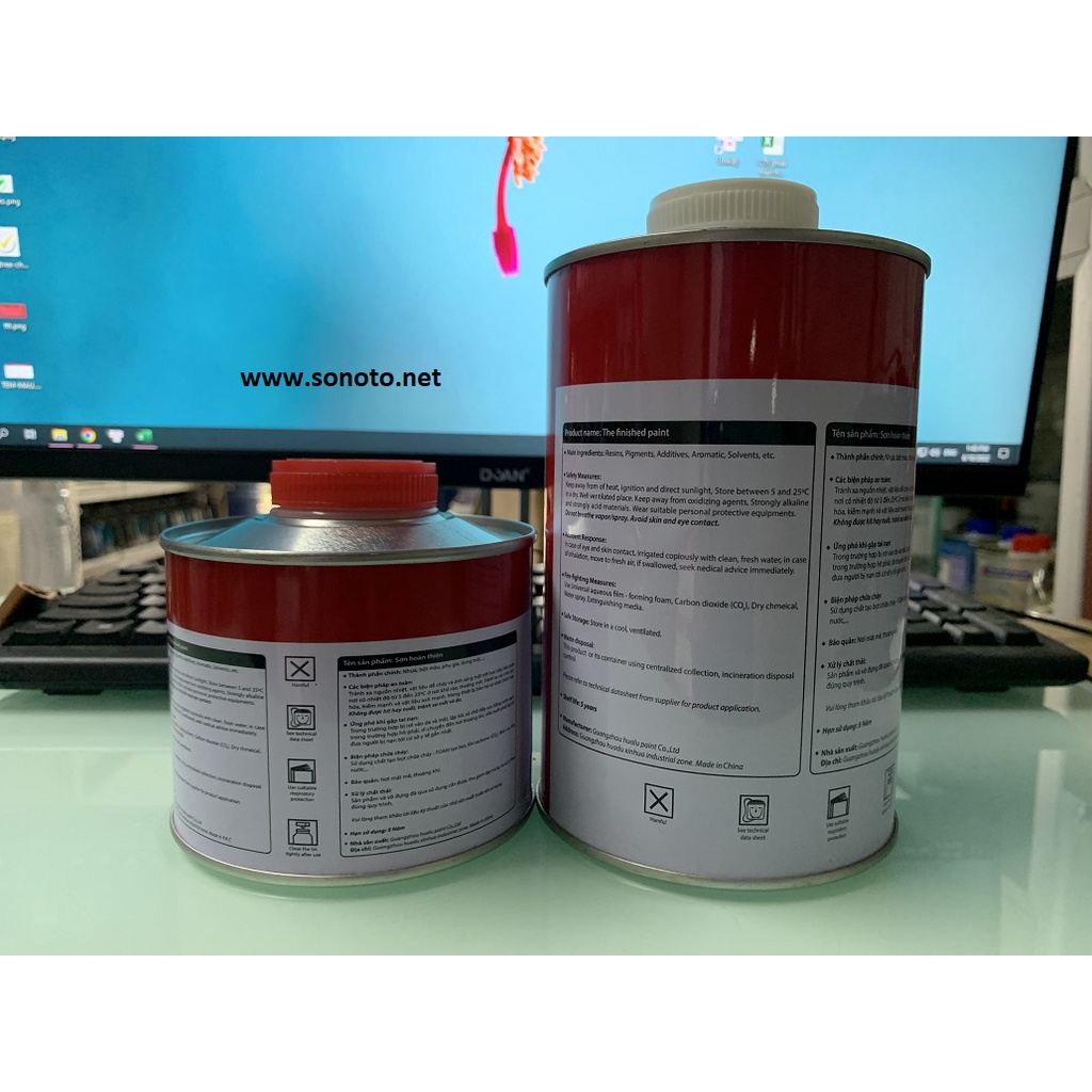 Sơn bóng kèm đóng rắn tổng 1,5 lít sơn ô tô xe máy KODO