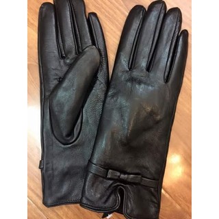 Găng Tay Da Dê Lót Lông Cừu loại nơ nhí cho Nữ