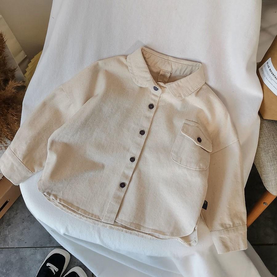 Áo Sơ Mi Cotton Tay Dài Dáng Rộng Thời Trang Xuân Thu Dành Cho Bé Trai