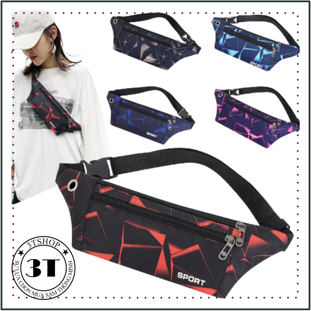 Túi đeo hông, đeo bụng thể thao, đeo chéo cao cấp nhiều ngăn chất liệu canvas mềm cho nam nữ
