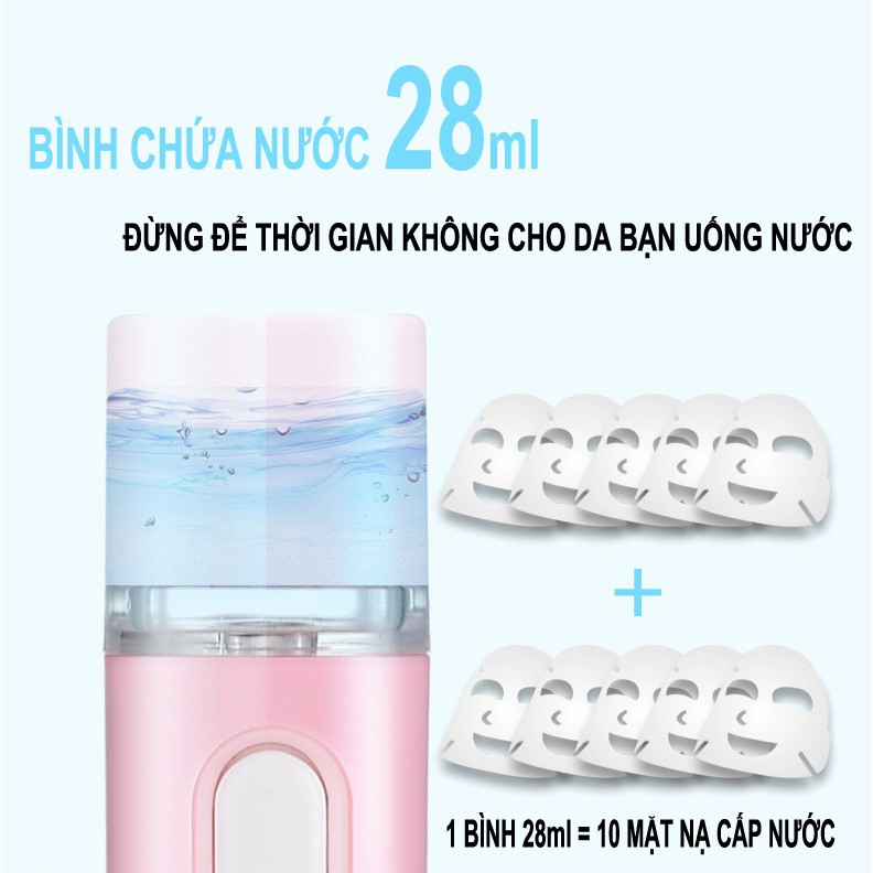 Máy Xịt Khoáng Nano Mini Cầm Tay Kiêm Xông Hơi Mini Giúp Cấp Ẩm Trắng Da kiêm sạc dự phòng tiện lợi gọn nhẹ