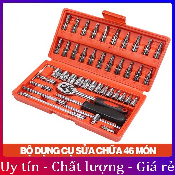 Bộ dụng cụ mở bu lông ốc vít, sửa chữa ô tô xe máy, đa năng 46 chi tiết