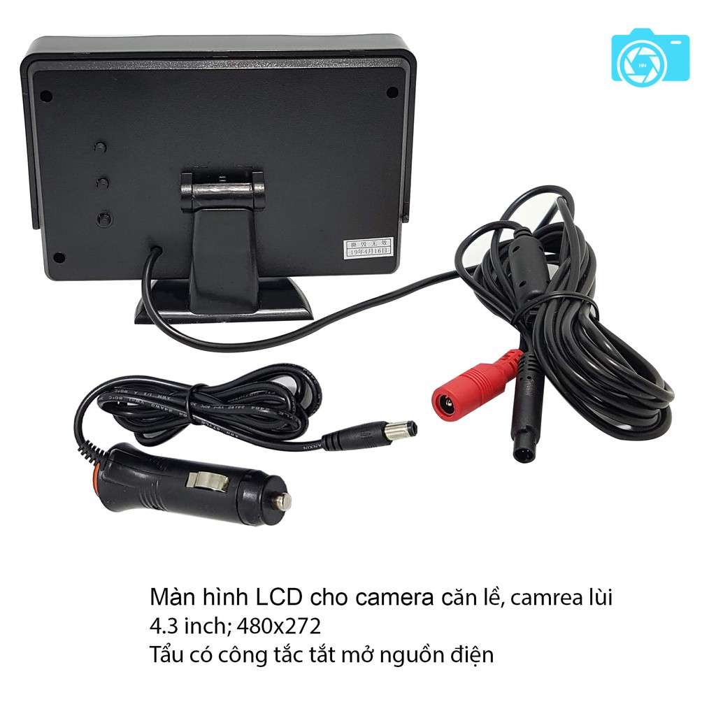 Bộ camera cặp lề không cần khoan gương, màn hình LCD 4.3 inch, dễ dàng lắp đặt -LaKaDo