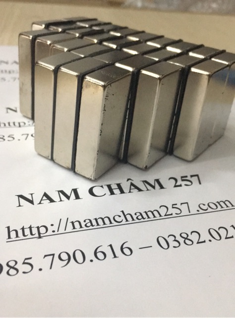 Nam châm viên khối 40x20x10mm, loại nam châm trắng đất hiếm lực hút siêu mạnh