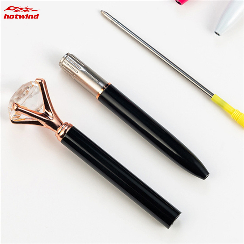 Bút bi thiết kế gắn viên kim cương pha lê giả thời trang cho trường học/văn phòng