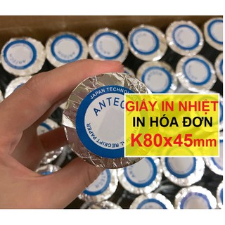 Thùng 100 cuộn giấy in nhiệt Antech , giấy in K80x45, in bill K80X45