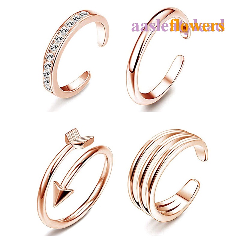 Set 4 Nhẫn Đeo Ngón Chân Thiết Kế Đơn Giản Cho Nữ