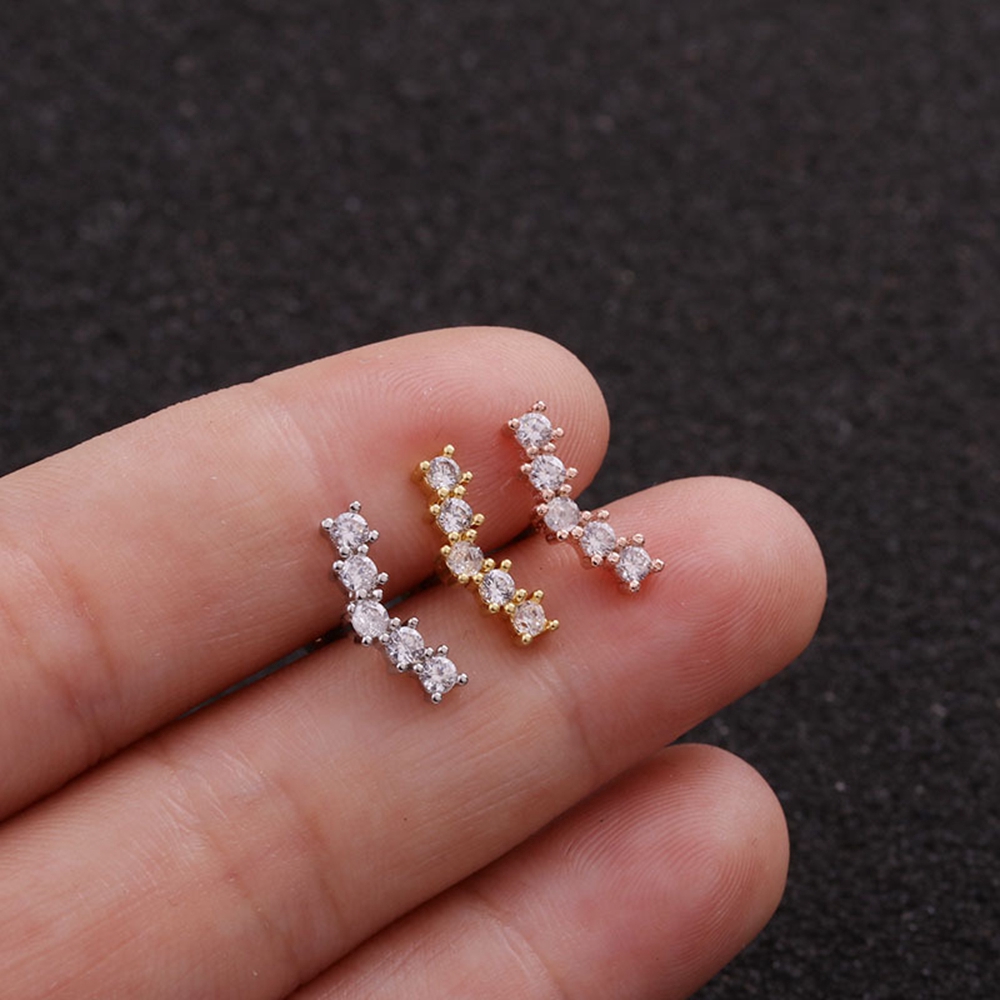 Khuyên sụn tai hình hoa hồng đính đá zircon