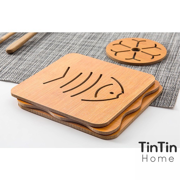 Miếng lót gỗ lót nồi cách nhiệt bàn ăn, nhà bếp TINTIN TLBA03