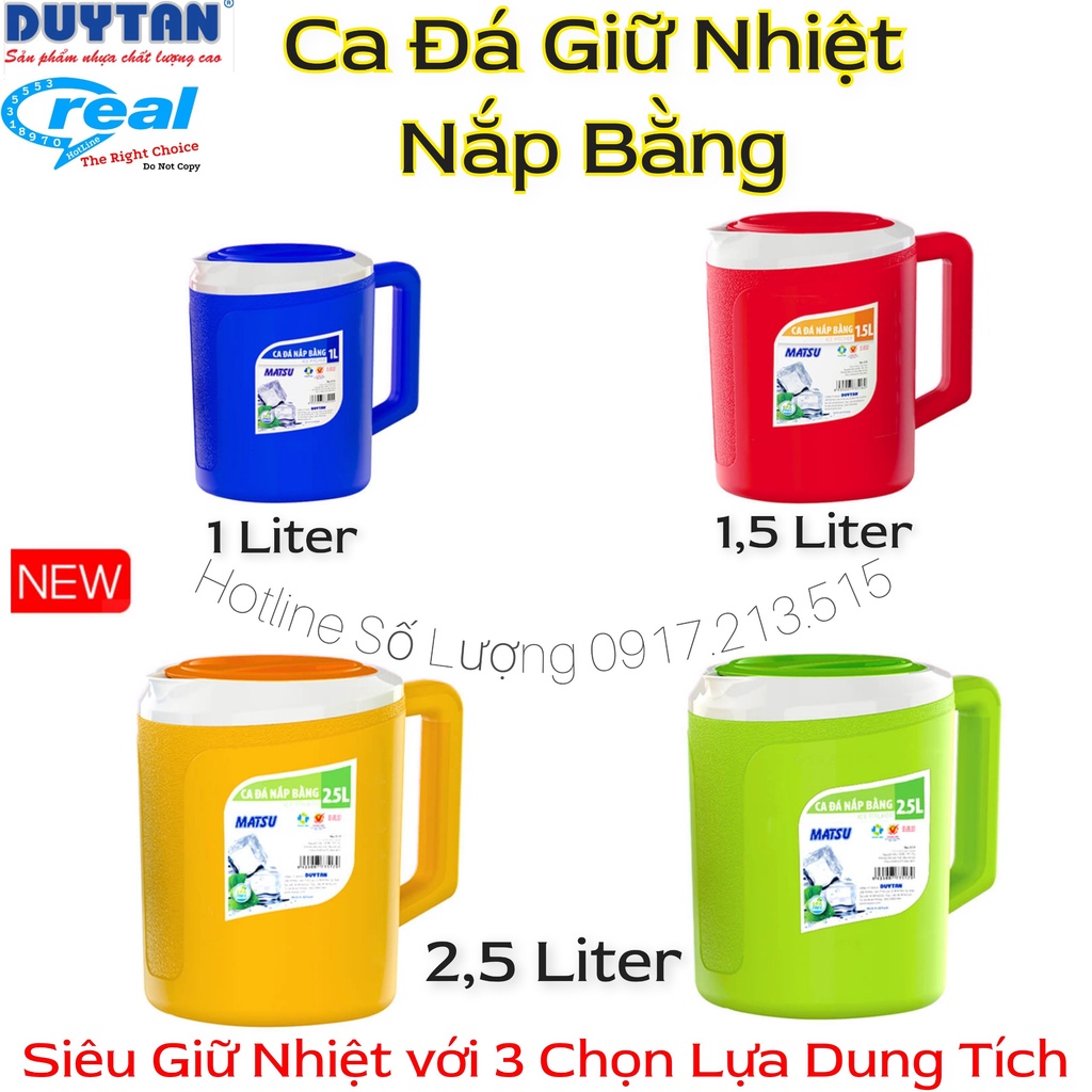 Ca đá giữ nhiệt nắp bằng 1L/1.5L/2.5L Nhựa duy tân
