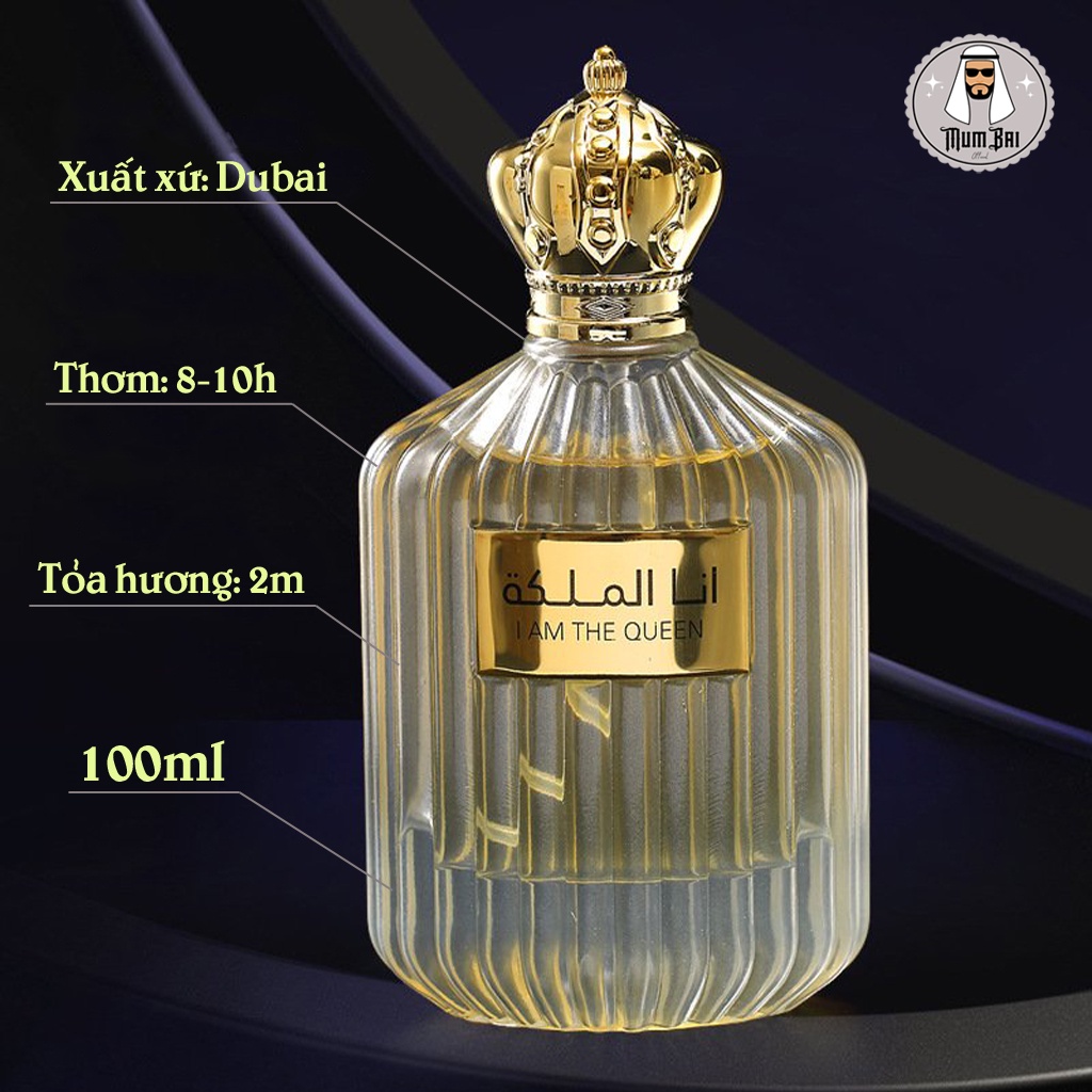 Nước hoa Dubai nữ chính hãng giá rẻ thơm lâu, Nước hoa I Am The Queen cao cấp -100ml, Lưu hương trên 8h