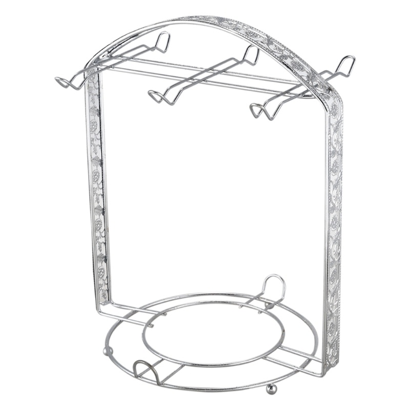 Giá treo ly nước 6 ngăn bằng kim loại mạ bạc tiện lợi