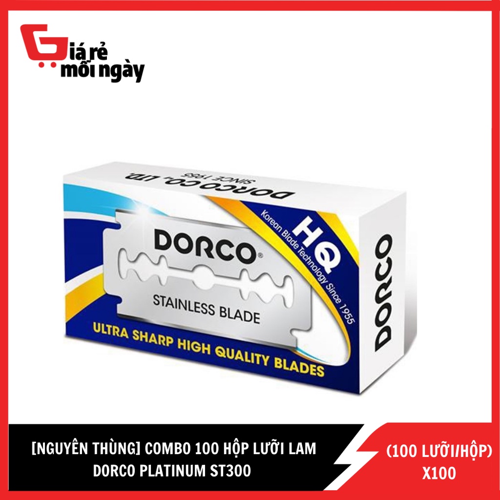 [Nguyên thùng] Combo 100 Hộp lưỡi lam Dorco Platinum ST300 (100 lưỡi/hộp)X100