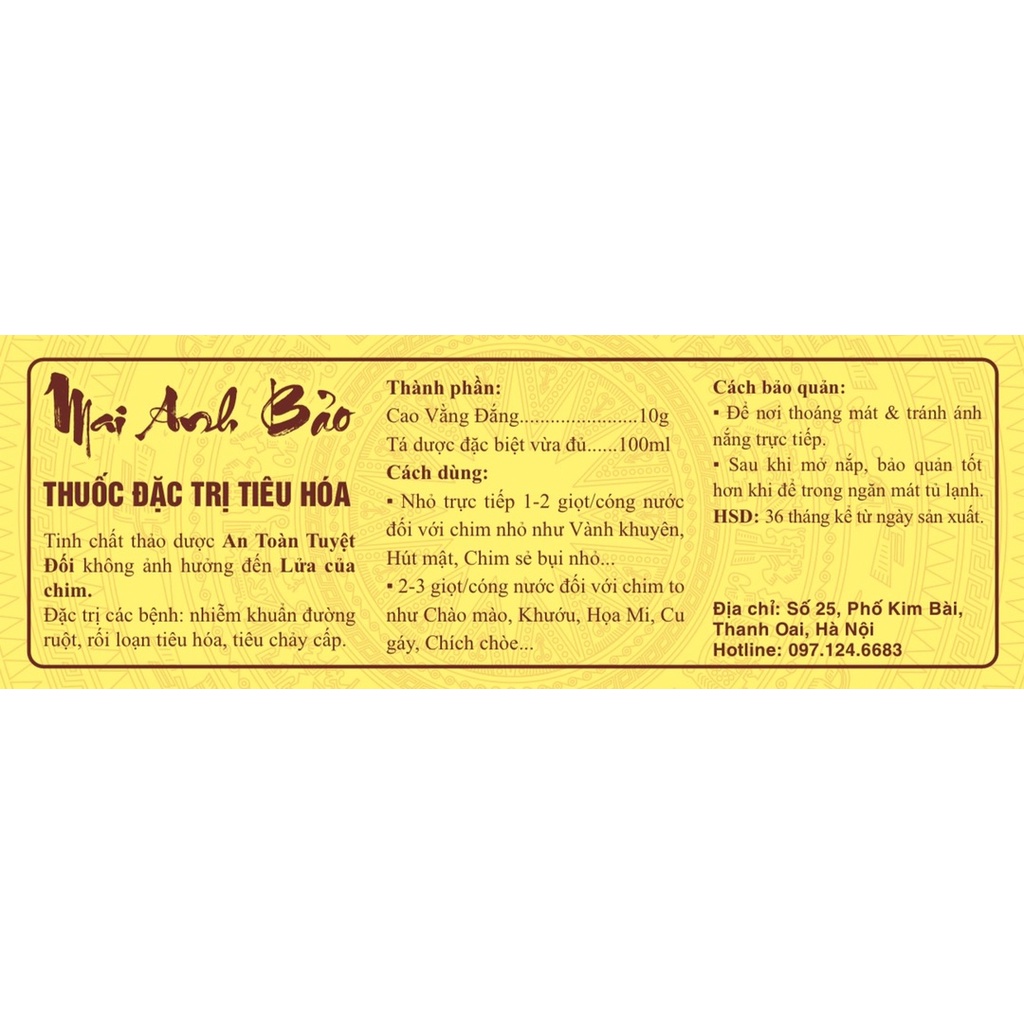 Nước Đặc Trị Tiêu Hoá Chim Cảnh