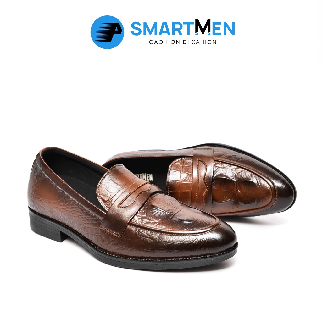 Giày da công sở tăng chiều cao SmartMen GS04 (Nâu)