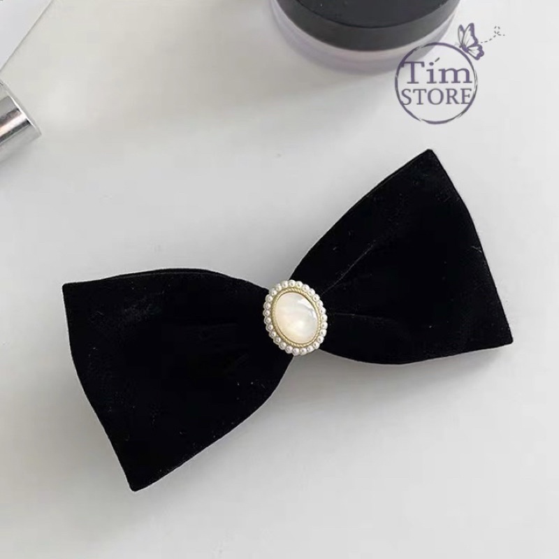 Kẹp tóc nữ nơ đen sang trọng TIMSTORE phụ kiện thời trang phong cách hàn quốc