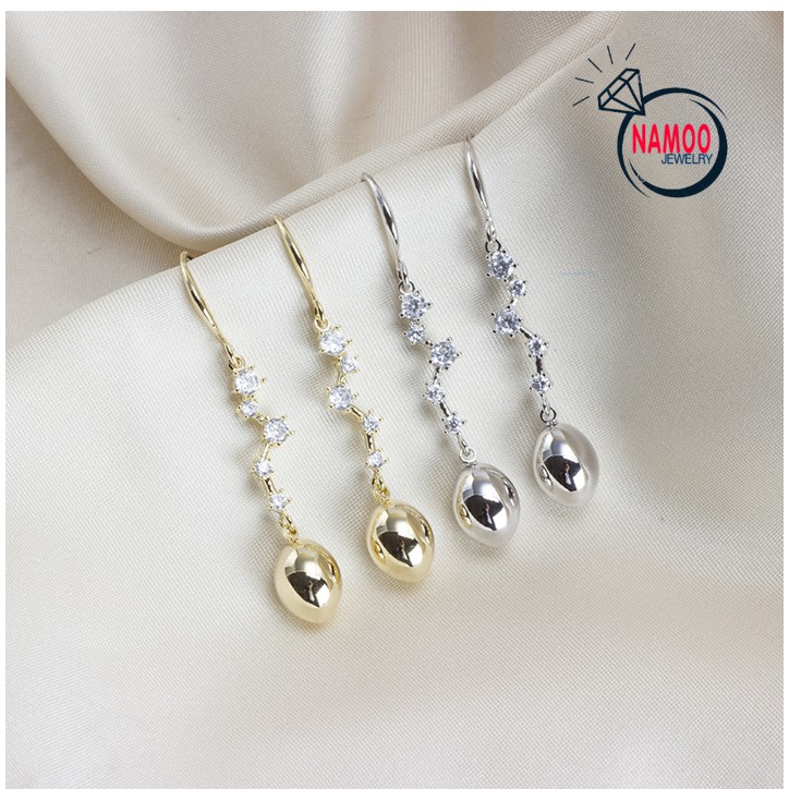 Bông tai Dáng Dài Mạ Bạc S925, Bông Tai Titan Không Phai T805 T806 Namoo Jewelry