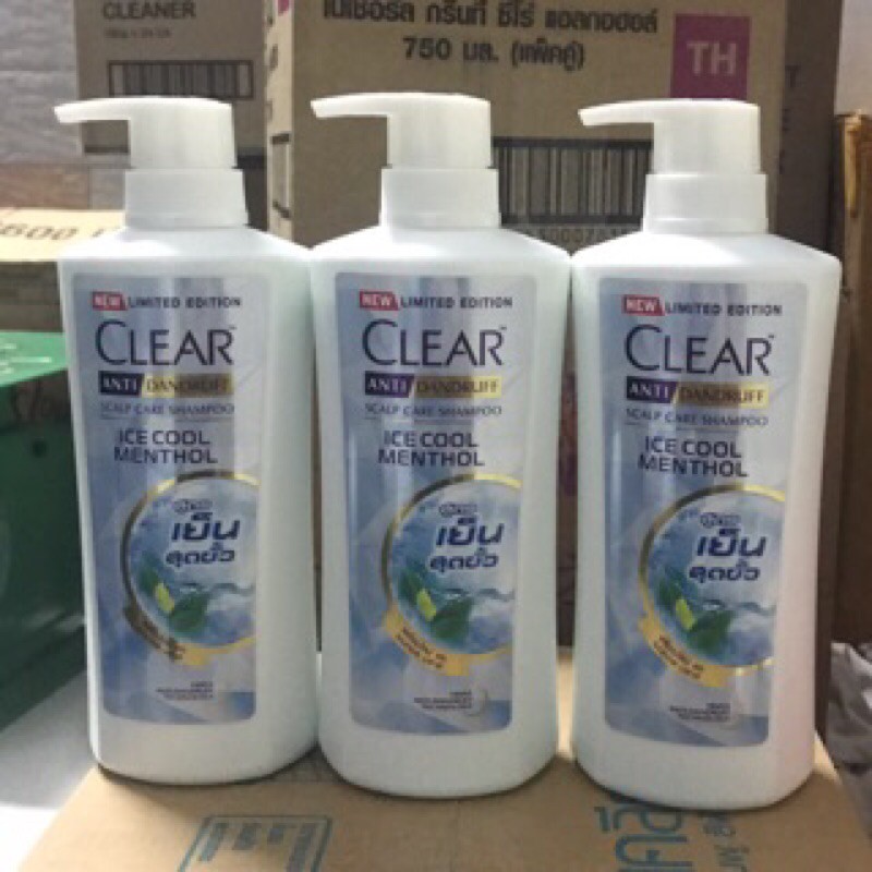 Combo 3 chai dầu gội Clear bạc hà trị gàu Thái lan 480ml