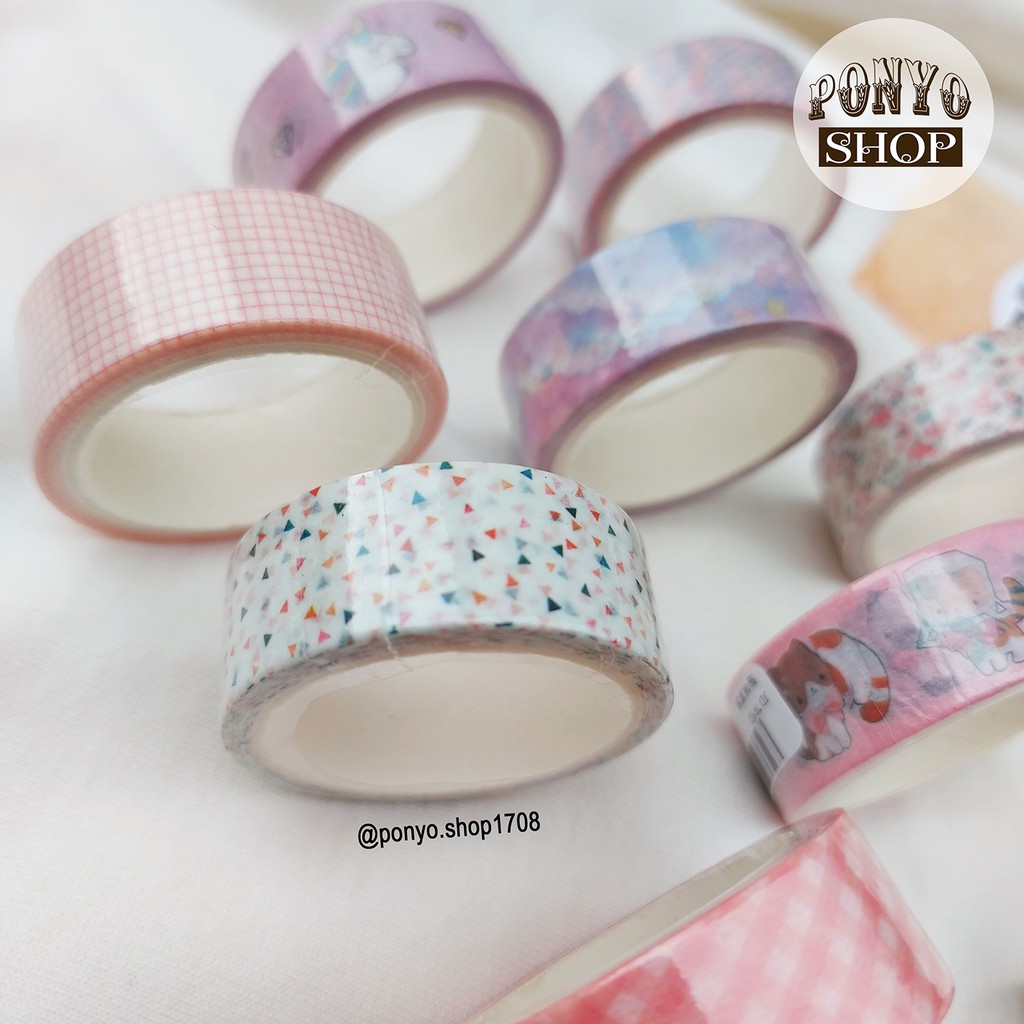 Băng dính washi tape lẻ - Chủ đề Unicorn & Pattern